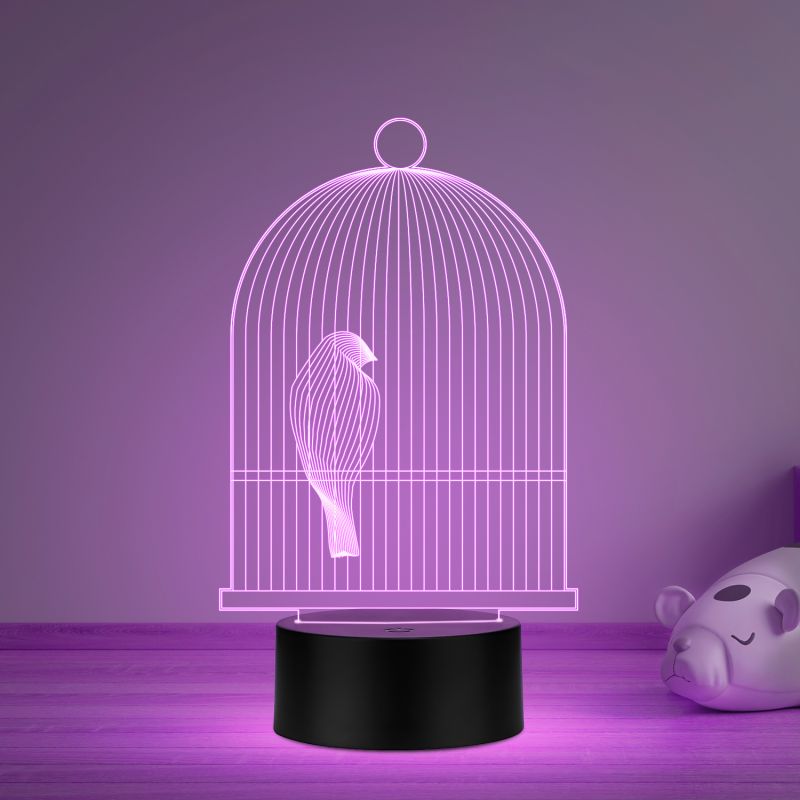 3D Illusion Bird cage Acrylic Night lamp for Home Decoration Light 16 Color